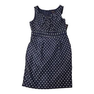 Signature By Robbie Bee Blue Polka Dot Dress Sleeveless Cinched Waist